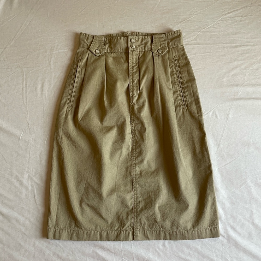 90s VTG Liz Claiborne Sport 100% cotton khaki high waist utility skirt women 4